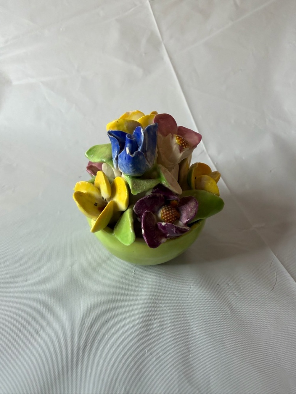 Vintage English Staffordshire bone china floral bouquet figurine - 2” high